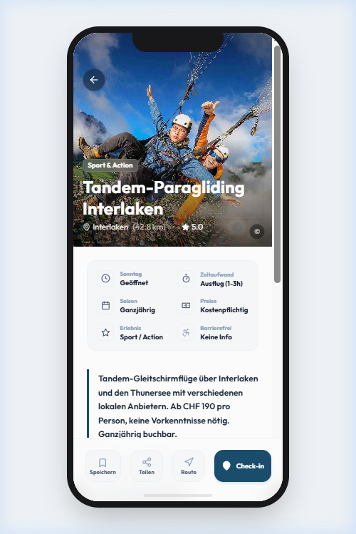 Ausflugsfieber App — Ausflugsziele in der Übersicht mit Wetter-Empfehlungen und Kategorien
